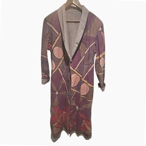 One Of A Kind Hand Painted Vintage Coat Abstract Boho Art Duster Statement Piece